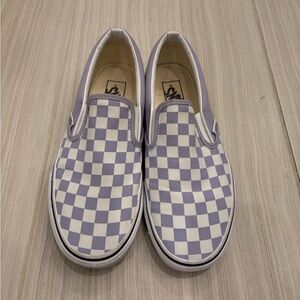 Vans Checkered Slip-On Shoes - Purple and White men size 8, women size 9.5